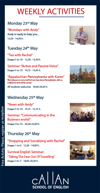 Weekly activities