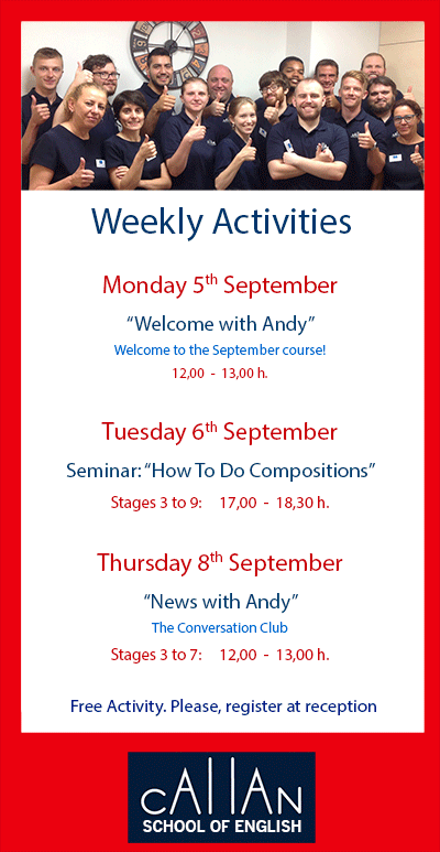 Weekly activities