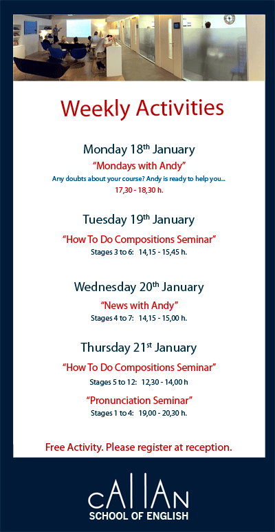 Weekly activities