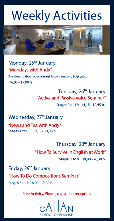 Weekly activities